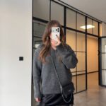 Satin Dress Knitwear Sweater Double Set —Grey