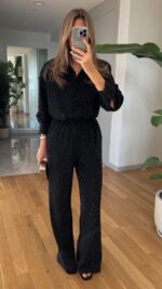 Stone Detailed Shirt Pants Set - Black - Image 2