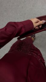 Tok Texture Satin Claret Red Shirt - Image 2