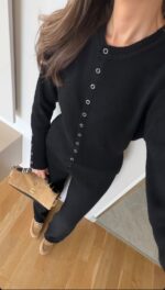 Eyelet Detail Knitwear Set - Black - Image 2