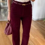 Tossy Hight waist suede pants brown