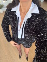 Midnight Sequin Blazer Set— Black - Image 5