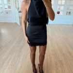 Lace collar skirt black