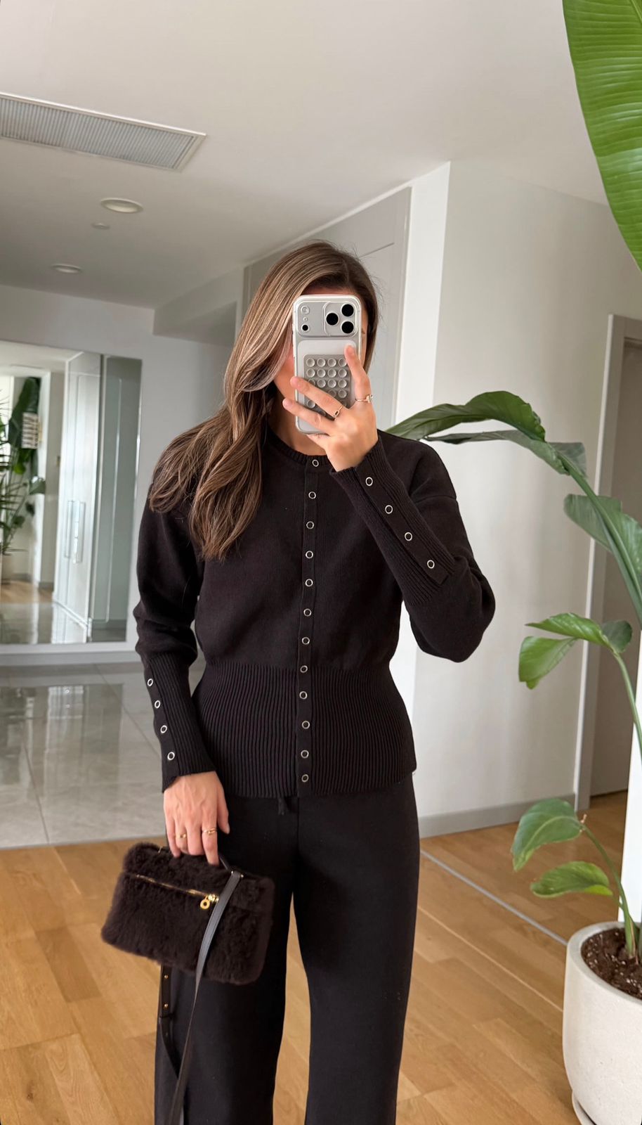 b7751c82-4278-4432-809f-7fc7b8c25c64 Eyelet Detail Knitwear Set - Brown - Image 1