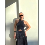 Halter Collar Stone Printed Dress - Image 2