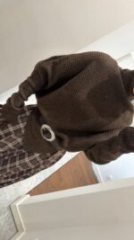 Brown Textured Knit Sweater - Image 2