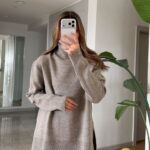 Soft Oversized Turtleneck Knit – Beige