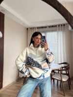 Mountain Landscape Fleece Half Zip Pullover