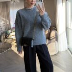 Women's Grey Crewneck Knit Sweater
