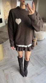 Brown Heart Patch Sweater - Image 2