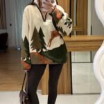 Fleece Forest Print Quarter Zip Pullover