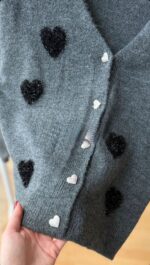 Black Heart Detail Cardigan - Image 2