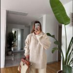 Beige Half Zip Knit Sweater