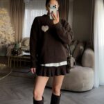 Brown Heart Patch Sweater