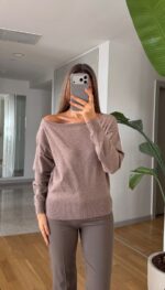 Beige Off Shoulder Sweater