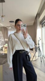 Cream Crewneck Wool Sweater