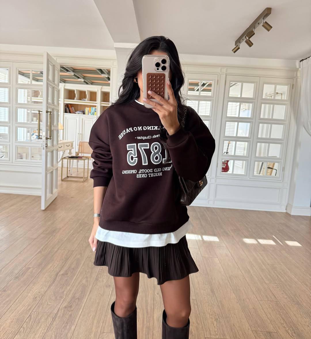 5621eeb6-252e-4328-9808-87d7298892b2.jpeg Brown Graphic 1875 Pullover Sweatshirt - Image 1