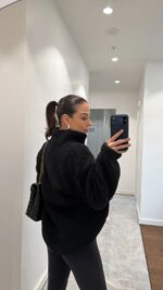 Black Sherpa Quarter Zip Pullover Sweater - Image 4