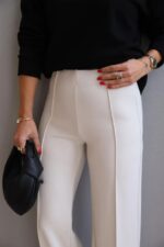 Ecru Wide Leg Pants - Image 3
