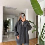 Grey Half Zip Knit Sweater