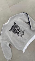 Gray Leopard Graphic Forever Young Sweater - Image 3