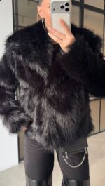 Noir Luxe Faux Fur Jacket - Image 2