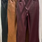 Camel flare leather pants