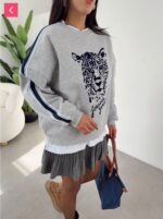 Gray Leopard Graphic Forever Young Sweater - Image 2