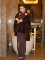 Brown Halter Neck Evening Dress - Image 4