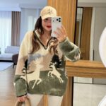 Fleece Reindeer Print Quarter Zip Sweatshirt