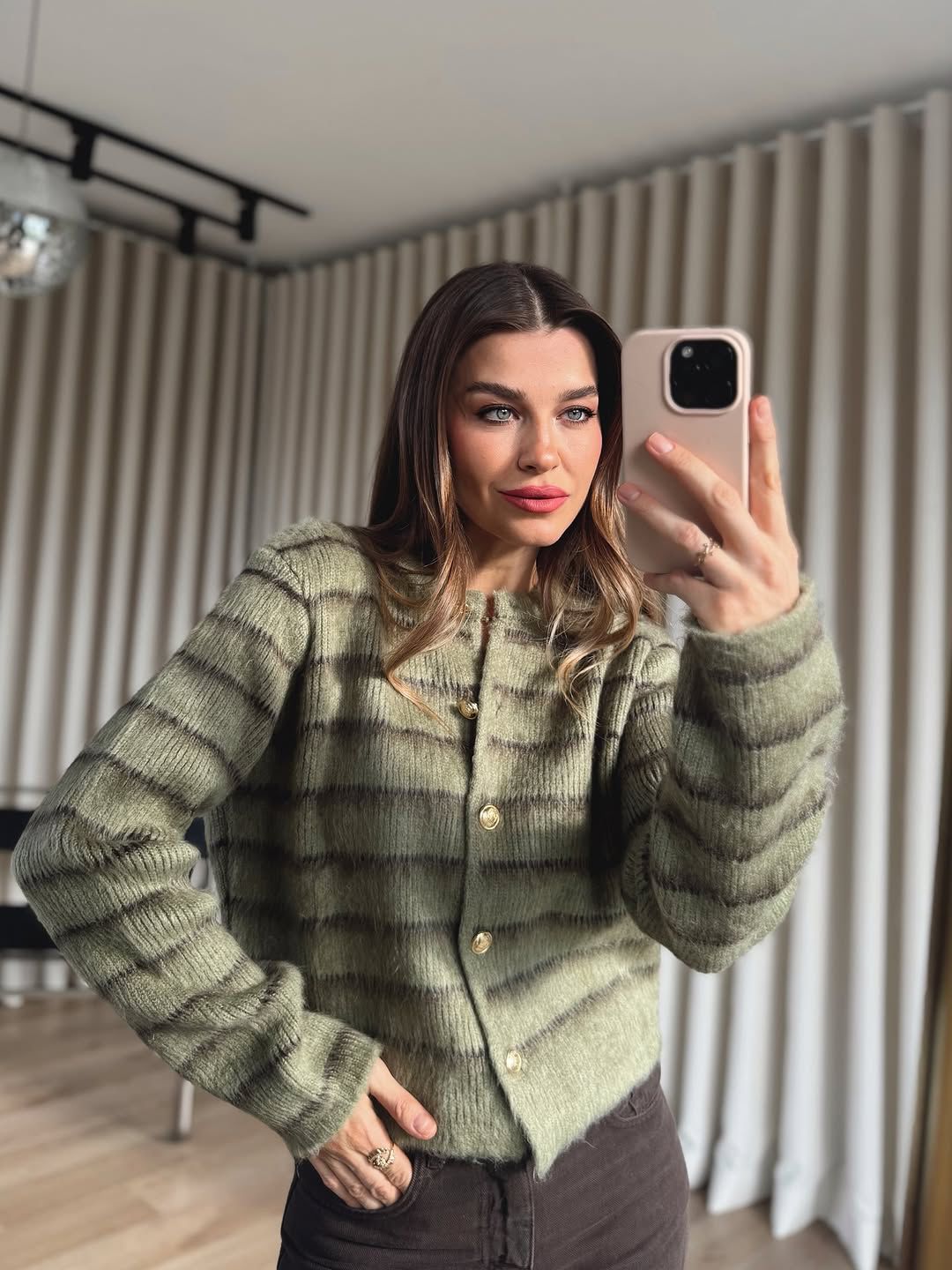 89edf3e5-0922-4d68-b06d-67efc4fbca1e Olive Aura Cardigan - Image 1