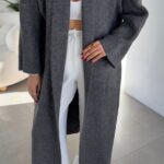 Charcoal Gray Knit Long Cardigan