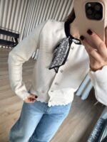 Cream Buttoned Sweater With Paisley Scarf - Image 3