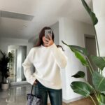 White Crew Neck Knit Sweater