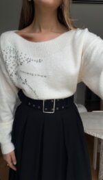 Cream Embellished Sweater - Image 2
