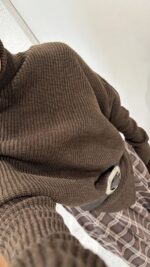 Brown Textured Knit Sweater - Image 3