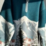 Mountain Print Fleece Half Zip Pullover