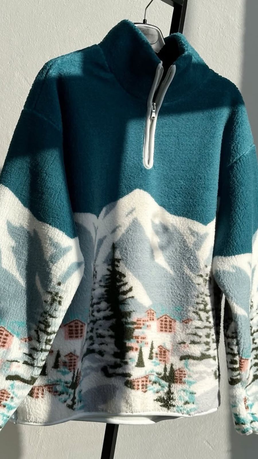 c389d384-8352-4b81-99d7-0900435ead21 Mountain Print Fleece Half Zip Pullover - Image 1