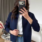 Zippered navy cardigan