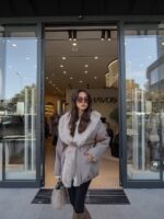 Beige Faux Fur Trim Belted Jacket