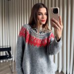 Gray Fair Isle Pattern Knit Sweater