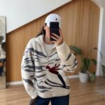 Cream Fleece Quarter Zip Floral Pullover