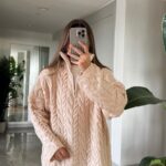 Zippered Hair Braided Premium Sweater- ecru