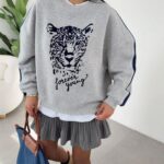 Gray Leopard Graphic Forever Young Sweater