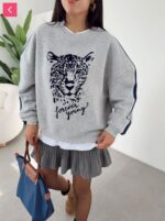 Gray Leopard Graphic Forever Young Sweater