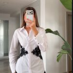 White Shirt With Black Lace Detail