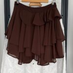 Brown Layered Ruffle Mini Skirt