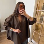 Oversized Brown Button-Up Shirt