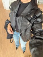 Black Faux Leather Jacket - Image 2