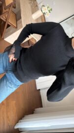 Black Knit Top With Lace Cuffs - Image 3